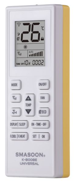 SMASOON K-8008E Universal Τηλεχειριστήριο Κλιματισμού Κίτρινο